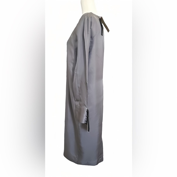 Banana Republic Heritage 100% Silk Sheath Dress Luxe Gray Seamed Midi Sz S NWT - Picture 6 of 12